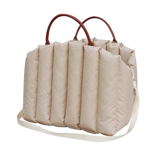 ペット ペット ドッグ バッグ ポータブル ソフト ペット バッグ ショルダー バッグ アウトドア 旅行 安全 シート バッグ ベッド マット付き 小型 中型犬用 子猫 バッグ キャリア (色: ライトカーキ、サイズ: M 45x35x35cm)