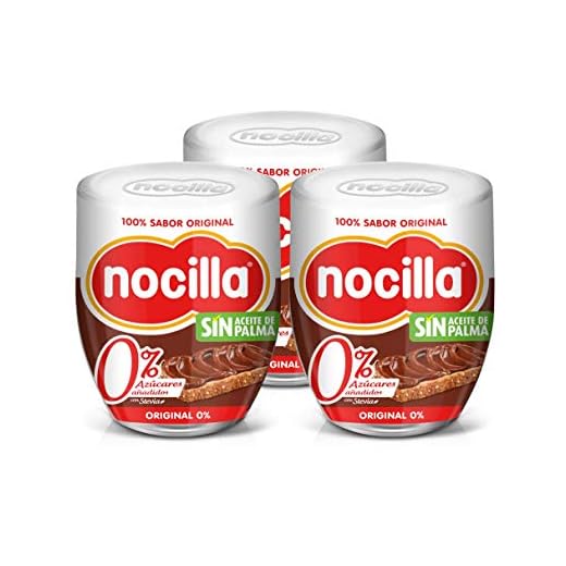 Nocilla Original 0% Azúcares Añadidos: Crema de Cacao Natural con Avellanas y Edulcorantes - Sin Aceite De Palma - 3 Envases de Vidrio Reutilizable de 190 gr. (Total 570 gr.)