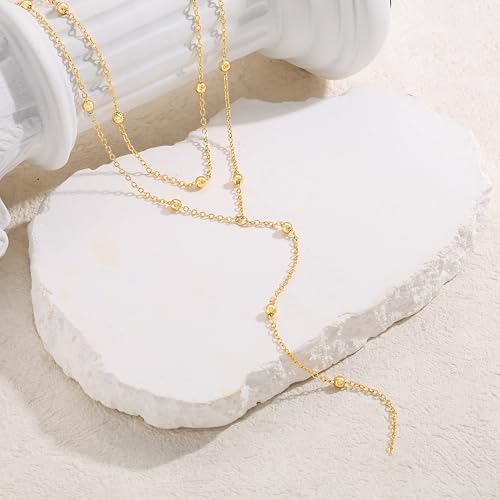 Image of Tewiky Layered Necklaces for Women 14k Gold Plated Chain Necklace Set