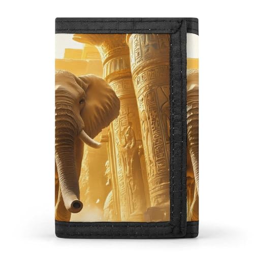 Ancient Egypt Elephant Custom Trifold Wallet Front Pocket Credit Card Holder with Coin Purse for Men Women Travel Gifts