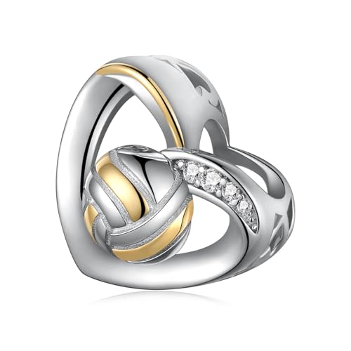 Volleyball/Softball/Soccer/Golf/Baseball/Basketball Beads 925 Sterling Silver Sports Charms Sport Beads for Bracelets