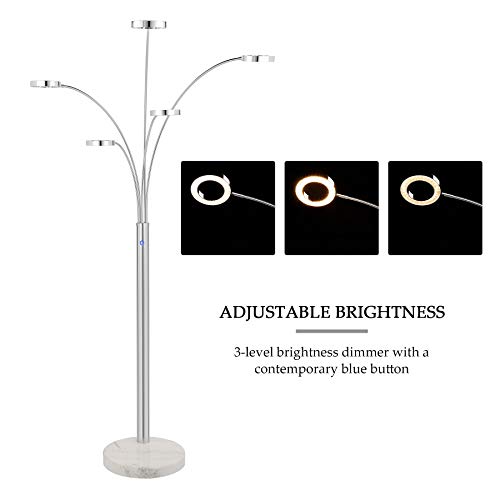 image for CO-Z Bright LED Floor Lamp with 5 Lights, Modern Dimmable Task Standin