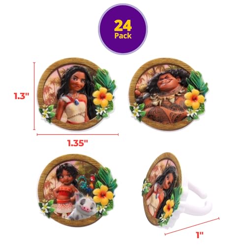 DecoPac Disney Moana 2 Rings, 24 Cupcake Decorations Featuring Disney's Moana, Maui, Simea, & Pua - 24 Pack by DecoPac - Image 3