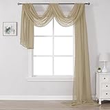 DONREN Taupe Window Scarf for Background - Luxury Soft Sheer Scarf Add to Window Curtains for Enhanced Effect (34 by 216 Inch,1 Pack)