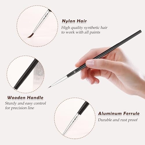 Anezus 30 Pcs Tiny Detail Paint Brushes #0 Fine Paint Brushes Set Liner Brush for Miniature 40k Model Crafts Watercolor Acrylics Oil