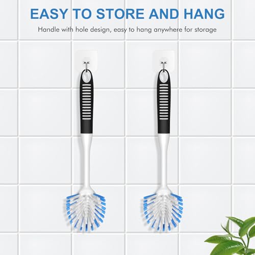 image for SetSail Dish Brush with Handle, 2 Pack Stiff Bristles Dish Scrubber wi