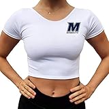 Lojobands Women's Tailgate Outfit College Fitted Cropped Tee Crop Top One Size Fits Most (Monmouth...