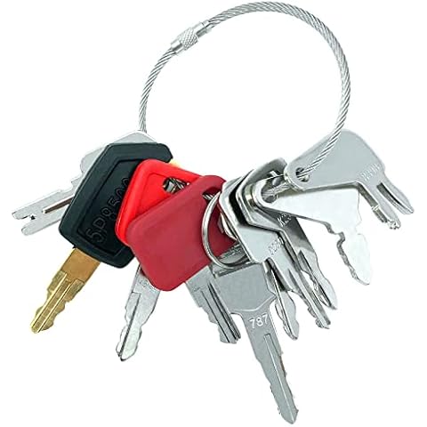 VERCCA 10 Heavy Equipment Key Master Set - Construction Ignition Keys Fit for Cat Caterpillar Komatsu CASE John Deere Hitachi Hyster Kobelco Heavy Equipment Machine Master Key Cover