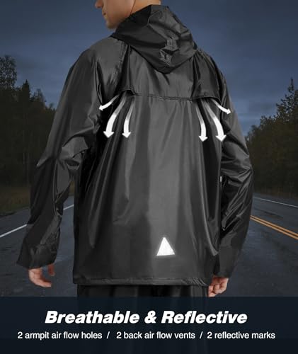 SWISSWELL Rain Suits for Men Women Waterproof Rain Gear for Fishing Heavy Duty Work Raincoat and Pants Black L