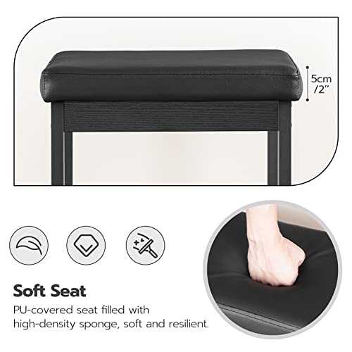 Hoobro Bar Stools, Set Of 2 Bar Chairs, 24.8-Inch Height Stools, Breakfast Bar Stools, Kitchen Bar Chairs, 2" Thick Upholstery, For Kitchen, Dining Room, Cafe, Bar Counter, Black Bb21By01 #TOP4