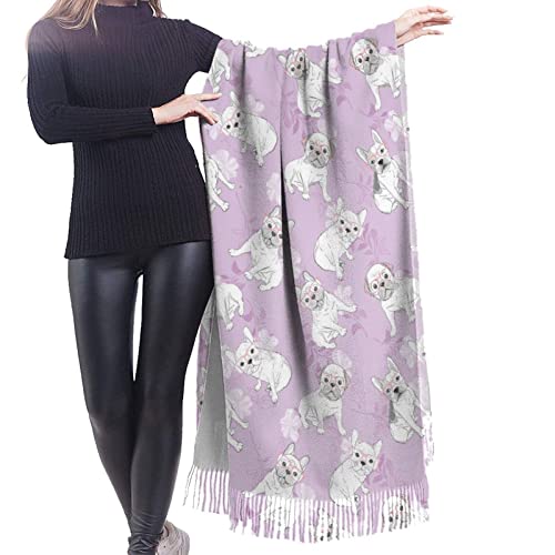 Scarf For Women Animal Dog French Bulldog Fringe Wrap Extra Large Soft Shawls Cashmere Winter Warm Scarves Gifts #TOP1