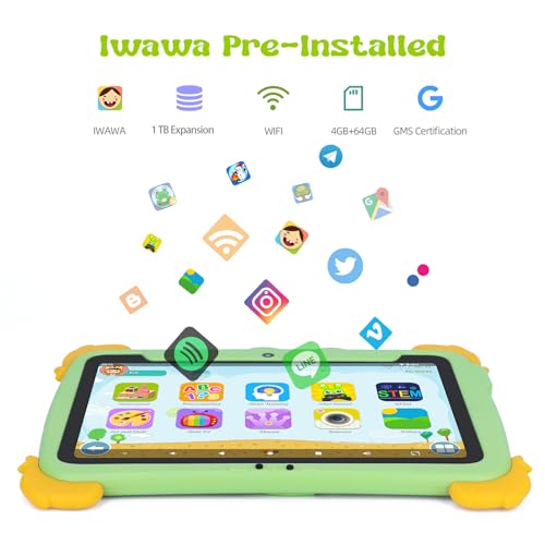Image of C idea Tablet for Kids, 10 Inch Kids Tablet, Android 13 Child Tablets, 4GB RAM 64GB ROM, Learning Tablet for Children, 6000mAh, IWAWA Pre-Installed,Parental Control, Child Tablet for Boys, Girls-Green