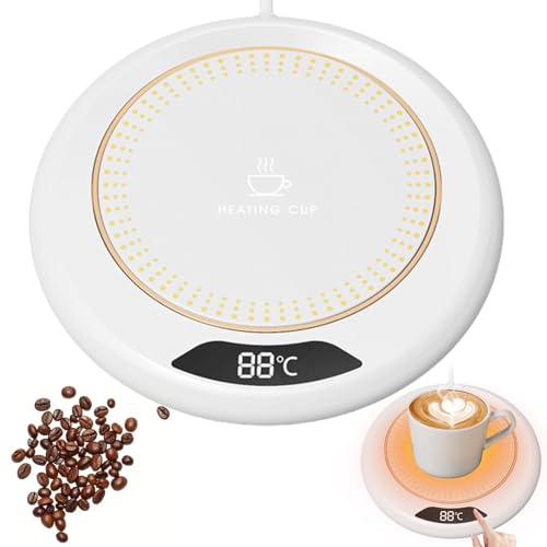Chauffe-tasse électrique USB avec 3 niveaux de température constante 55 °C/131 °F, chauffe-café avec arrêt automatique pour thé, café, lait à la maison et au bureau, blanc