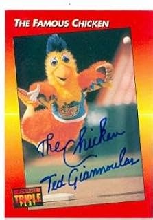 Ted Giannoulas autographed baseball card (The San Diego Chicken) inscribed"The Chicken" 1992 Donruss #138 Triple Play