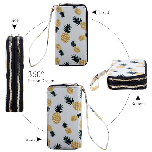 Image of XEYOU Double Zipper Long Clutch Wallet Cellphone Wallet for Women with Removable Wristlet Strap for Credit Card, Cash, Coin, Bill