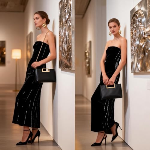 Image of DETARA Clutch Purses for Women Cut Out Handle Clutch PU Leather Evening Bag Elegant Purse for Women Formal Wedding Party