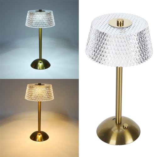Taidda Lámpara de Mesa de Cristal Regulable Elegante Control Táctil LED Lámpara de Escritorio Recargable para Dormitorio Sala de Estar Luz Natural 11.81 "carga USB Tipo C - imagen 5
