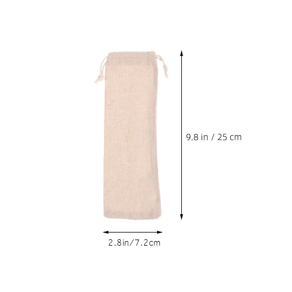BESTONZON 20 Pcs Multifunction Cotton and Linen Pouch Bag Straw Carrying Case for Stainless Steel Drinking Straws Cutlery Fork Spoon Storage for home kitchen