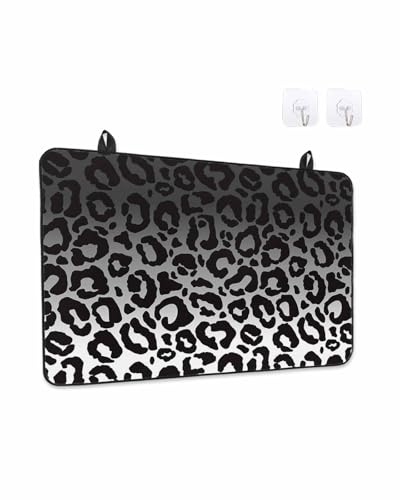 Image of Stove Top Cover for Electric Stove Ombre Leopard Silicone Stove Mat for Glass Cooktop Black Grey Gradual Color Heat Resistant Cooktop Protector, Kitchen Counter Cover 24x21in