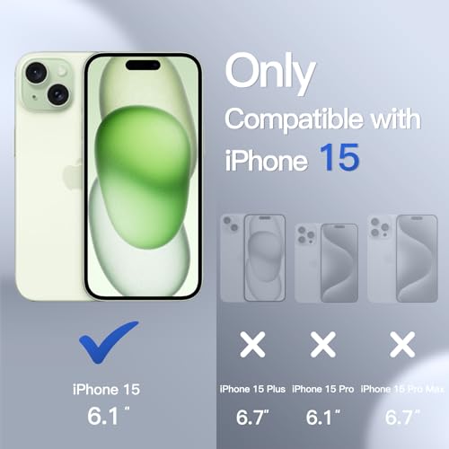 Image of JETech Matte Cover Case for iPhone 15 6.1-Inch, Shockproof Case Military Grade Drop Protection, Frosted Translucent Back Phone Cover, Anti-Fingerprint (Green)