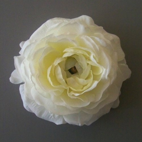 Ranunculus Artificial Flower Hair Clip/Pin Brooch, White