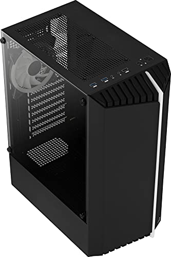 Aerocool Bionic RGB ATX Mid Tower Case, Tempered Glass Side Panel + 1x 12cm RGB Fan, Black - Case PC - Immagine 5
