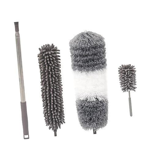 HAWILLOSCH 2-in-1 Telescopic Duster Brush Microfiber Tool for Household Car Cleaning