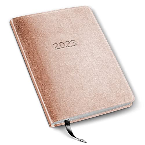2023 Harbor Desk Weekly Planner By Gallery Leather - Metallic Rose Gold - 8X5.5" #TOP7