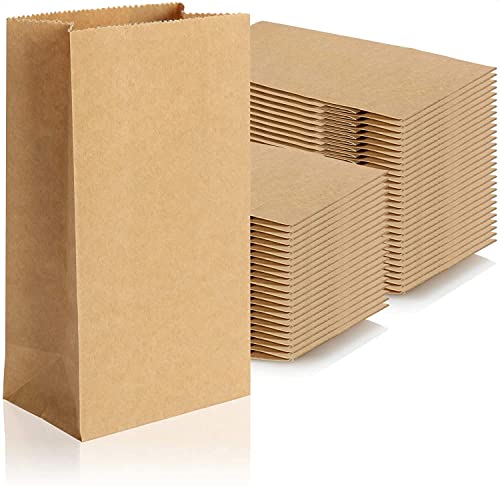 DNT - 50 bolsas de papel marrón de 16 x 9 x 5 cm, 100% papel kraft reciclado, bolsas de papel kraft duraderas para envolver y regalar, bolsas de regalo Cover
