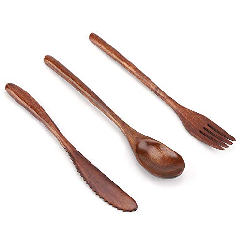 Japanische Naturholz Geschirr Sets Wiederverwendbare Reisegesteck Set Besteck Set Geschirr Gabel MEHRWEG VERPACKUNG socialme-eu(Messer & Gabel & Löffel nur)
