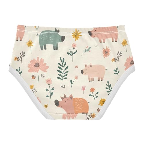 Wusikd Cute Boars Girls' Underwear Cotton Flowers Girls Briefs Soft Toddler Underwear 2T2