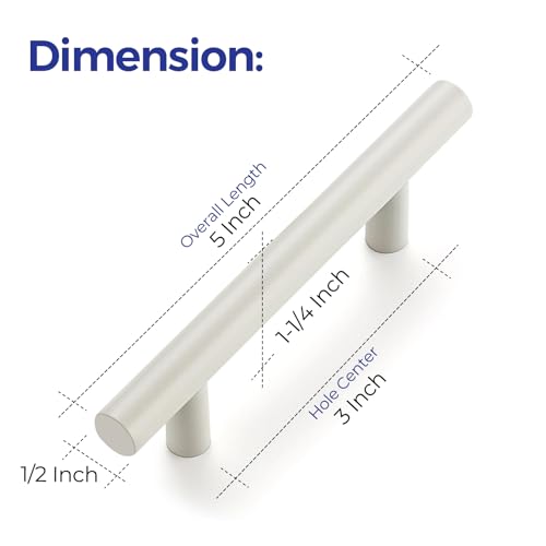 Image of Ravinte 30 Pack | 5 Inch Cabinet Pulls White Stainless Steel Kitchen Drawer Pulls Cabinet Handles 5 InchLength, 3 Inch Hole Center