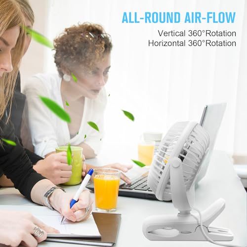 BESKAR Clip on Fan, 360° Rotation Quiet Stroller Fan with Strong Airflow,3 Speeds, Portable Small Fan with Sturdy Clamp,Perfect Personal Cooling Fan for Office Table Bedroom Kitchen - Thumbnail 5