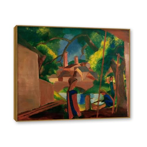 Enfants par la fontaine August Macke impression toile cadre teck