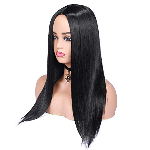 Image of Wynk Mavens black long staright center part hair wig |for Cancer Patients | Heat Friendly Synthetic Fibers | Fashion Wigs