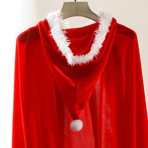 Cloak Noël Sanfly cape à capuche rouge flanelette pour fête et vacances