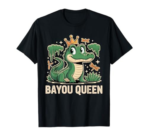 Bayou Queen Louisiana Alligator Retro Wildlife Travel Cajun T-Shirt