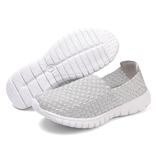 TEOKJ Women's Slip-On Walking Shoes, Handmade Woven Comfort Sneakers2