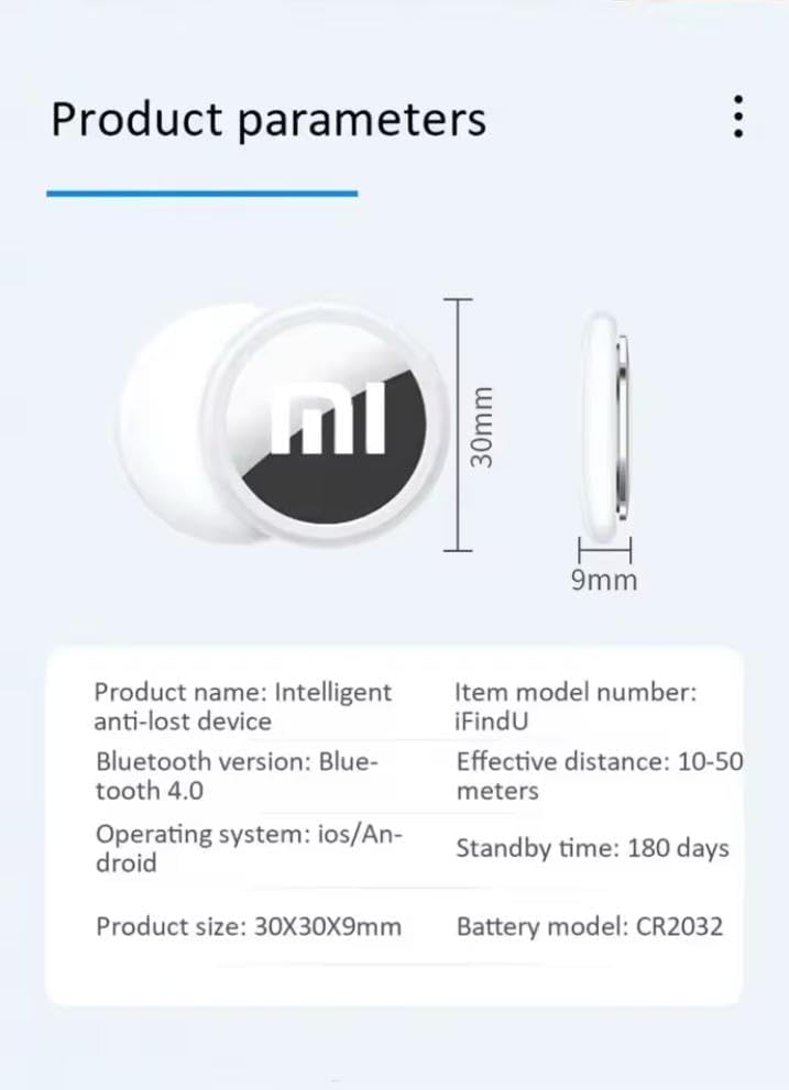 Product parameters diagram showing dimensions and specifications