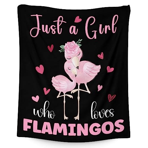 Flamingo Blanket Gifts - 40x50 Inches Cute Throw for Women & Girls - Black Soft Fuzzy Blankets for Bed, Couch & Living Room