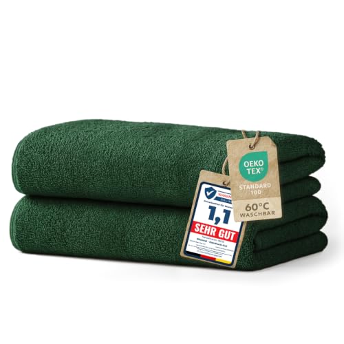Blumtal Premium Frottier Handtücher Set 2 teilig 100% Baumwolle - Oeko-TEX zertifiziertes Badetuch 2X (70x140 cm) - Ultra saugstarkes Frottiertücher Set waschbar °60 - Towel - Handtuch Grün