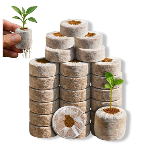 Image of Bombay Greens Organic Netted Cocopeat Coir Discs Seeds Germination pellets Coin Seedling Tray for Plants Indoor and Outdoor Gardening - Pack of 25 Coco Discs
