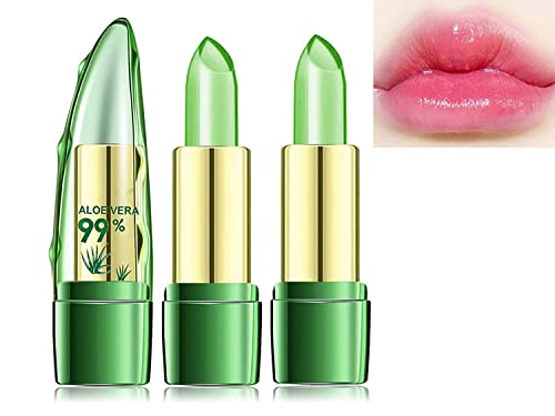 Gokame Aloe Vera Lippenpflegestift, Aloe Vera Lippenstift, Lippenstift mit magischer Temperatur, Lippenstift Farbwechsel, Langanhaltend (2pcs) Cover