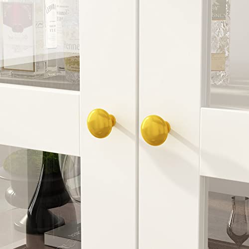 Famapy Glass Cabinet Display Cabinet With 6-Tier Shelves, Storage Cabinet With Glass Doors And Shelves, Trophy Cabinet Curio Cabinet For Living Room Office White And Gold (31.5”W X 15.7”D X 70.9”H) #TOP6