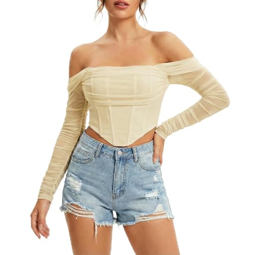 Amazon.com: JSXZMMSM Womens Corset Top Sexy Strapless Long Sleeve