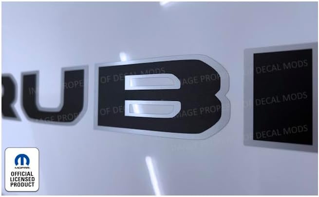 Decal Mods Rubicon Hood Graphic Vinyl Decal fits Jeep Rubicon JL/JT (2018-2024) Matte Black w/Metallic Silver Outline (Set of 2) CMS | UV1R3