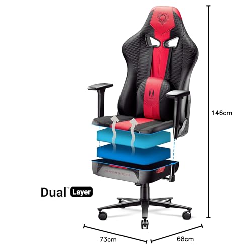 Diablo Sedia da Gaming in Tessuto X-Player 2.0 - Gaming Chair Ergonomica con Braccioli 3D - Cuscino Cervicale/Lombare Funzione Dondolo - Sedia per PC, Poltrona Gaming, Sedia Ufficio 160 kg - King (XL) - Immagine 2