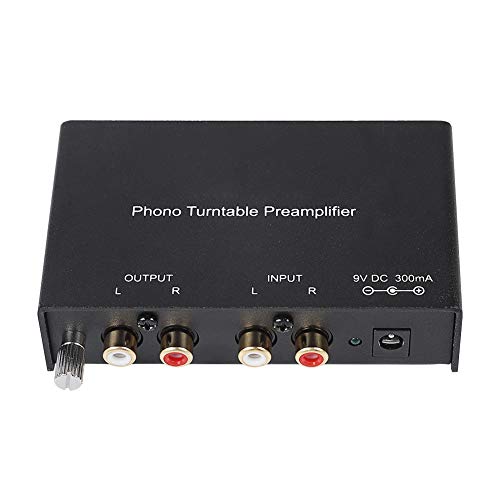 ASHATA Preamplificador de Fono Estreo, Doble Canal RCA Previo Microphono 32dB Porttil Universal para Mezclador,Dispositivo de Grabacin de Audio,Amplificador,etc.(Plug EU.)