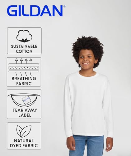 Gildan Custom Youth Long Sleeve T-Shirts - Personalized Crewneck Tee for Kids, Boys - Add Your Image, Text & Photo4