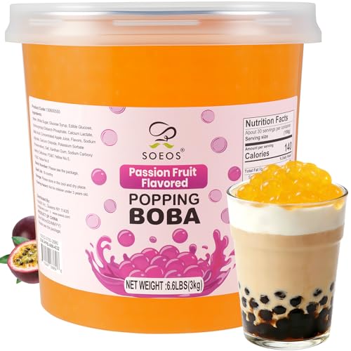 Image of Soeos Passion Fruit Popping Boba, 6.6lbs (3Kg), Popping Boba Pearls